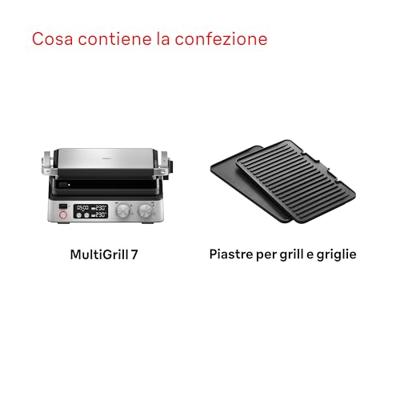 Multifunctionele grill - BRAUN - Multi Grill 7 - 2000 W - 3 verwarmingsstanden - Zwart/Staal - thumbnail