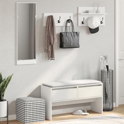 4-delige Garderobe set bewerkt hout wit