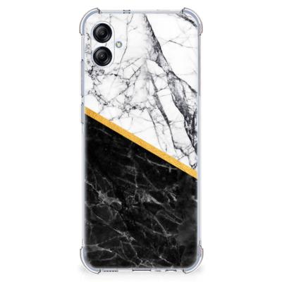 Samsung Galaxy A04e Anti-Shock Hoesje Marmer Wit Zwart - Origineel Cadeau Man