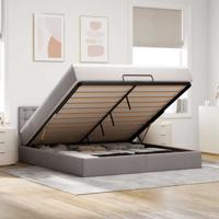 Ottoman bed met matras 200x200 cm stof taupe - thumbnail