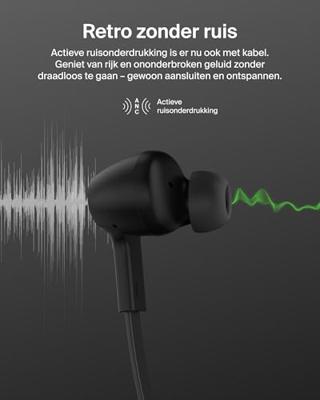 Belkin SoundForm ANC Oortjes met Draad met USB-C Connector, In-Ear Koptelefoon met Microfoon - Earbuds voor iPhone 17, iPhone 16, iPad Mini, Galaxy S25, Google Pixel 10, Android en Meer - Zwart