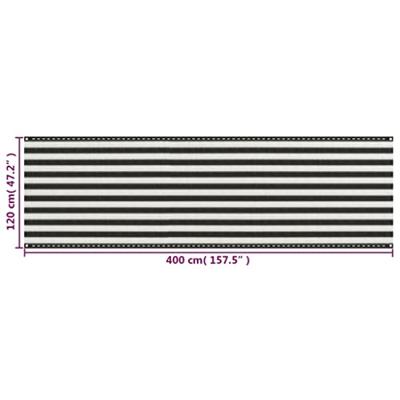 VidaXL Balkonscherm 120x400 cm hdpe antracietkleurig en wit