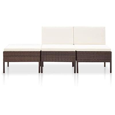 3-delige Loungeset met kussens poly rattan bruin 3-delige Loungeset met kussens poly rattan bruin