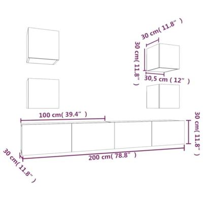 6-delige Tv-meubelset bewerkt hout wit