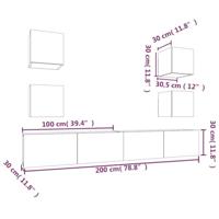 6-delige Tv-meubelset bewerkt hout wit - thumbnail