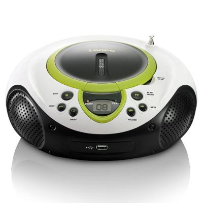 Lenco Kinderen Radio CD-speler SCD-38, draagbare FM-radio met CD/MP3-speler en USB, groen