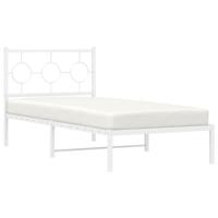 Bedframe met hoofdbord metaal wit 90x200 cm - thumbnail