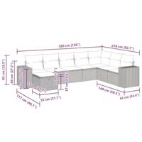 8-delige Loungeset met kussens poly rattan beige - thumbnail