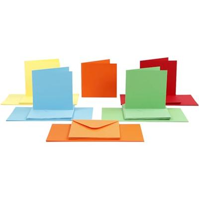Creativ Company Kaarten en enveloppen, afmeting kaart 15x15 cm, afmeting envelop 16x16 cm, 110+220 gr, diverse kleuren, 50 set/ 1 doos