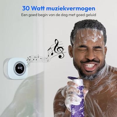 MEDION P66096 Douche radio met Bluetooth (badkamerradio, FM radio, zuignap, LED display, IPX6 waterproof, geïntegreerde oplaadbare batterij, MD43884) blauw