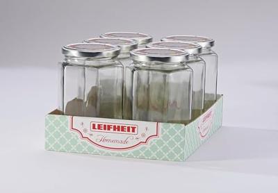 Leifheit 3211 Jampot Zeshoekig 770ml Glas/Zilver (set van 3 stuks)
