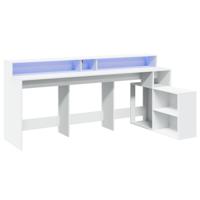 Bureau met LED-verlichting 200x104x91 cm bewerkt hout wit - thumbnail