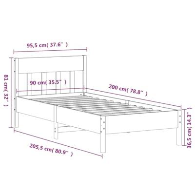 Bedframe zonder matras massief grenenhout 90x200 cm