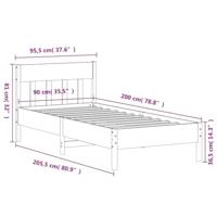 Bedframe zonder matras massief grenenhout 90x200 cm - thumbnail