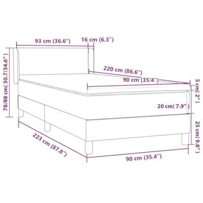 Boxspring met matras fluweel lichtgrijs 90x220 cm