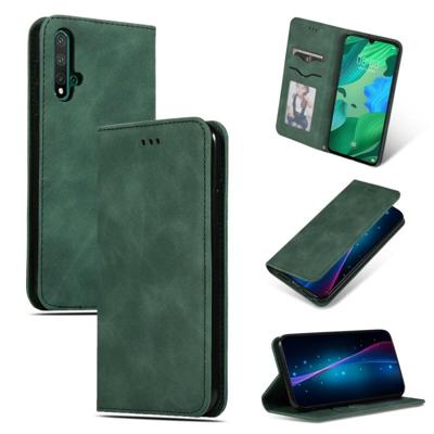 Retro huid voelen Business magnetische horizontale Flip lederen case voor Huawei Nova 5/Nova 5 Pro (Army Green)