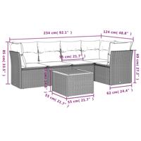 6-delige Loungeset met kussens poly rattan beige - thumbnail