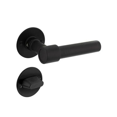 Deurkruk L/L recht met rozet ø50x2mm en WC-sluiting met stift 8x8mm structuur zwart