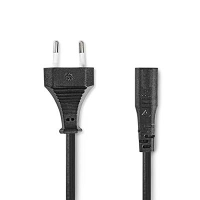 Nedis Stroomkabel | Euro Male | IEC-320-C1 | Recht | Recht | Vernikkeld | 2.00 m | Gekruld | PVC | Zwart | Label - CEGL11062BK20