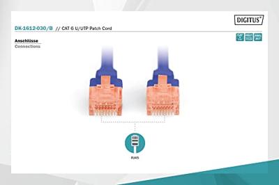 Digitus DK-1612-030/B RJ45 Netwerkkabel, patchkabel CAT 6 U/UTP 3.00 m Blauw Verdraaide paren 1 stuk(s) Digitus DK-1612-030/B RJ45 Netwerkkabel, patchkabel CAT 6 U/UTP 3.00 m Blauw Verdraaide paren 1 stuk(s)