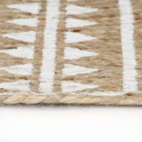 VidaXL Vloerkleed handgemaakt met witte print 120 cm jute - thumbnail