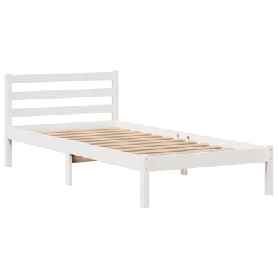 Bed met boekenkast zonder matras grenenhout wit 90x200 cm