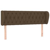 Hoofdbord met randen 163x23x78/88 cm stof donkerbruin - thumbnail