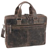 Juscha JU-48210 Laptop Aktetas Roberto Romano TORINO Bruin, Echt Leer 31x42x12cm - thumbnail
