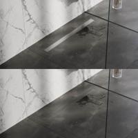 Brauer Douchegoot - 90x7x6.7cm - ondiepe vloerflens - zijuitloop - tegelinlegrooster omkeerbaar - RVS DR-MRF90NG - thumbnail