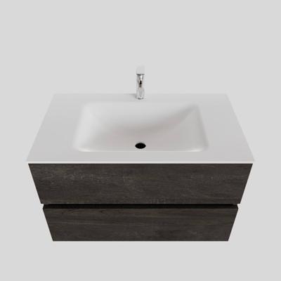 Badkamermeubel Solid Surface AQS Oslo 80x46 cm Wood Dark Brown Boss & Wessing Badkamermeubel Solid Surface AQS Oslo 80x46 cm Wood Dark Brown Boss & Wessing