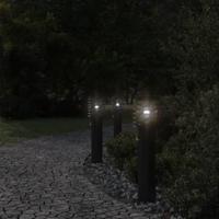 Buitenvloerlampen 3 st met sensors roestvrijstaal zwart - thumbnail