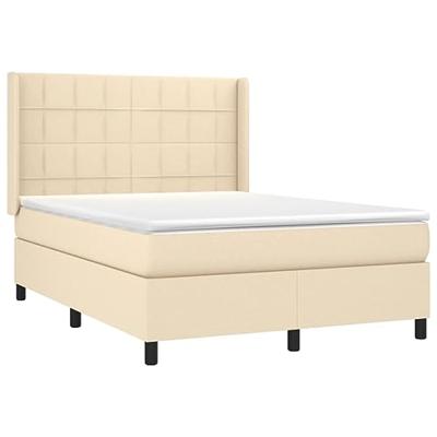 Boxspring met matras en LED stof crèmekleurig 140x200 cm