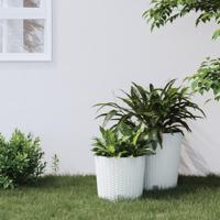 VidaXL Plantenbak met uitneembare bak rattan-look 15/15,3 l pp wit - thumbnail