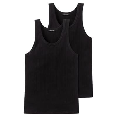 2-Pack heren hemden - Authentic - Elastisch katoenen mannen onderhemd - Singlet heren - Zwart - Wit