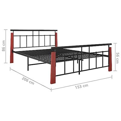 Bedframe metaal en massief eikenhout 140x200 cm
