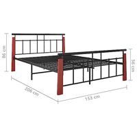 Bedframe metaal en massief eikenhout 140x200 cm - thumbnail