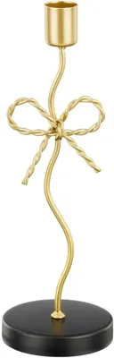 Mica Decorations kandelaar ijzer strik 8x7x25cm goud