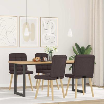 Eetkamerstoelen 4 st stof donkerbruin