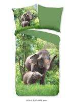 Good Morning Good Morning nr.30754 Elephants 140x220 groen - thumbnail