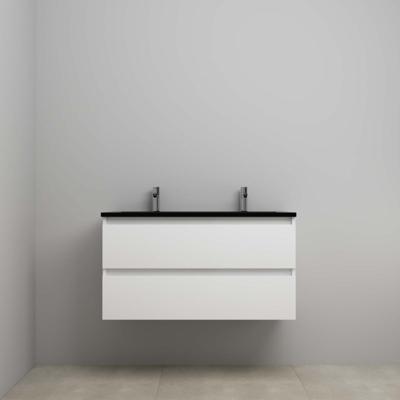 On-Line Onderkast - 100 cm - Voorgemonteerd - Ladestructuur - Acryl Wastafel - 2 Kraangaten - Hoogglans Wit