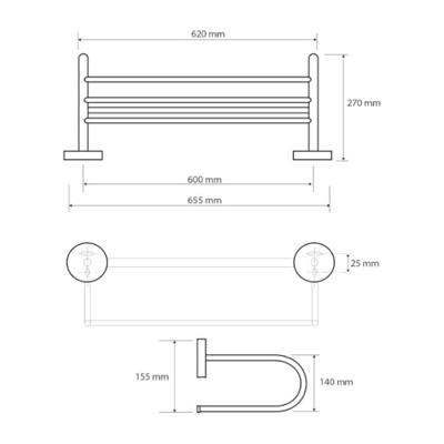 Handdoekhouder Sapho X-Round Hangend met Opbergruimte 65 cm Chroom Sapho Handdoekhouder Sapho X-Round Hangend met Opbergruimte 65 cm Chroom Sapho
