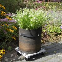 Esschert Design plantentrolley vierkant hout 29 cm grijs - thumbnail