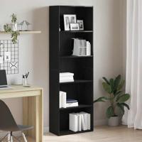 Boekenkast 60x30x189 cm spaanplaat zwart eikenkleurig - thumbnail
