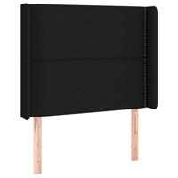 Hoofdbord met randen 147x16x118/128 cm stof zwart - thumbnail