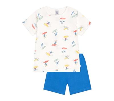 Korte pyjama met surfermotieven voor kinderen PETIT BATEAU wit Korte pyjama met surfermotieven voor kinderen PETIT BATEAU wit