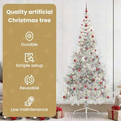 VidaXL Kunstmatig voorverlicht kerstboom met 300 led zilver 240 cm pet