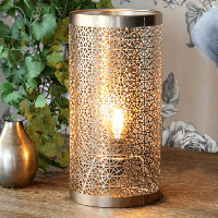 Tafellamp mat messing met E14 fitting en schakelaar By Rydens Hermine 28 cm - thumbnail