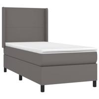 Boxspring met matras kunstleer grijs 90x200 cm - thumbnail