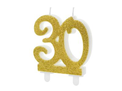 Taartkaars 30 Jaar Goud Glitter