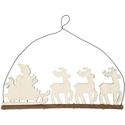 Creativ Company Kerstdecoratie, kerstman met rendier, h: 8 cm, d: 0,5 cm, b: 22 cm, 1 stuk